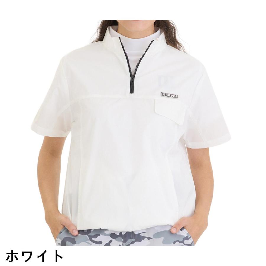 デルソルゴルフ DELSOL GOLF スタンドカラー襟 ハーフジップ半袖プル