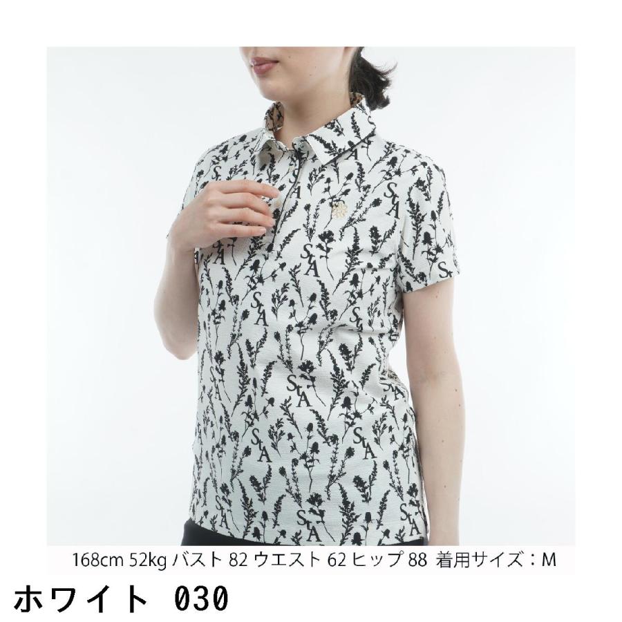 ★St ANDREWS ボタニカル柄 半袖ポロシャツ レディースM★ St ANDREWS セント・アンドリュース ボタニカルプリント半袖ポロシャツ
