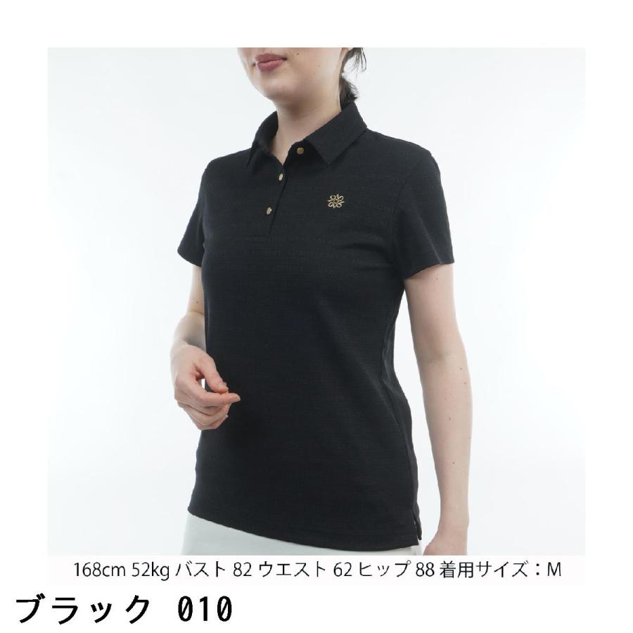 新品タグ付★St ANDREWS 半袖ポロシャツLサイズ　レディース St ANDREWS セント・アンドリュース ロゴボーダージャカード