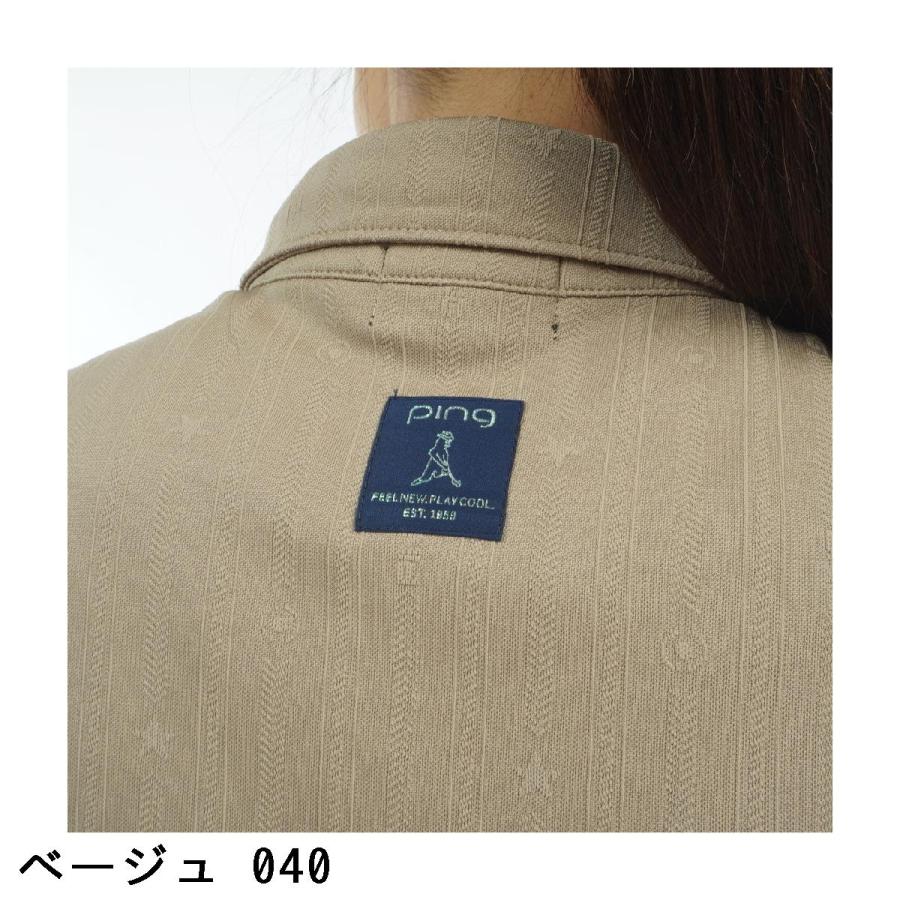 ピン PING ストライプジャカード ボタンダウン半袖ポロシャツ レディスの画像