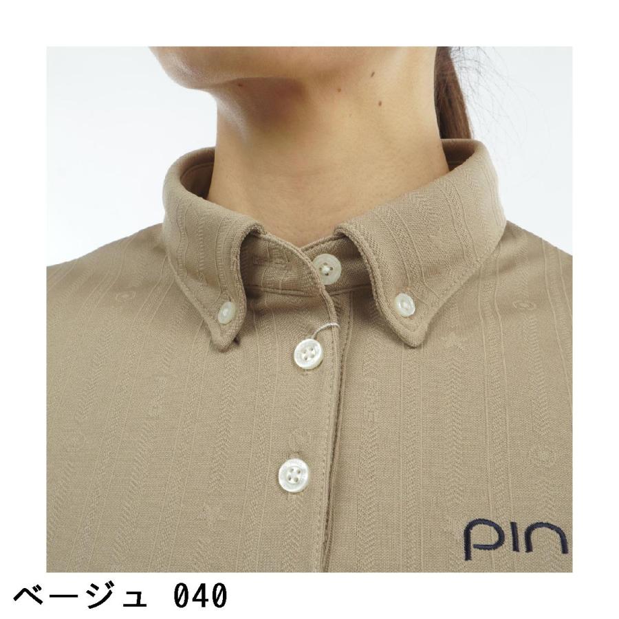 ピン PING ストライプジャカード ボタンダウン半袖ポロシャツ レディスの画像
