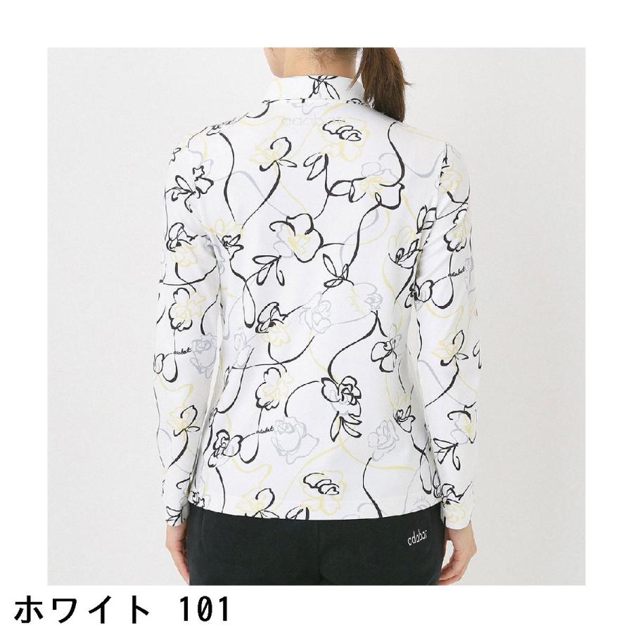 アダバット adabat ストレッチ 裏起毛ドローイングフラワー長袖ポロシャツ レディスの画像