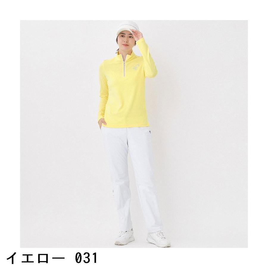 アダバット adabat 吸湿発熱 ハーフジップモックネック長袖Tシャツ レディスの画像