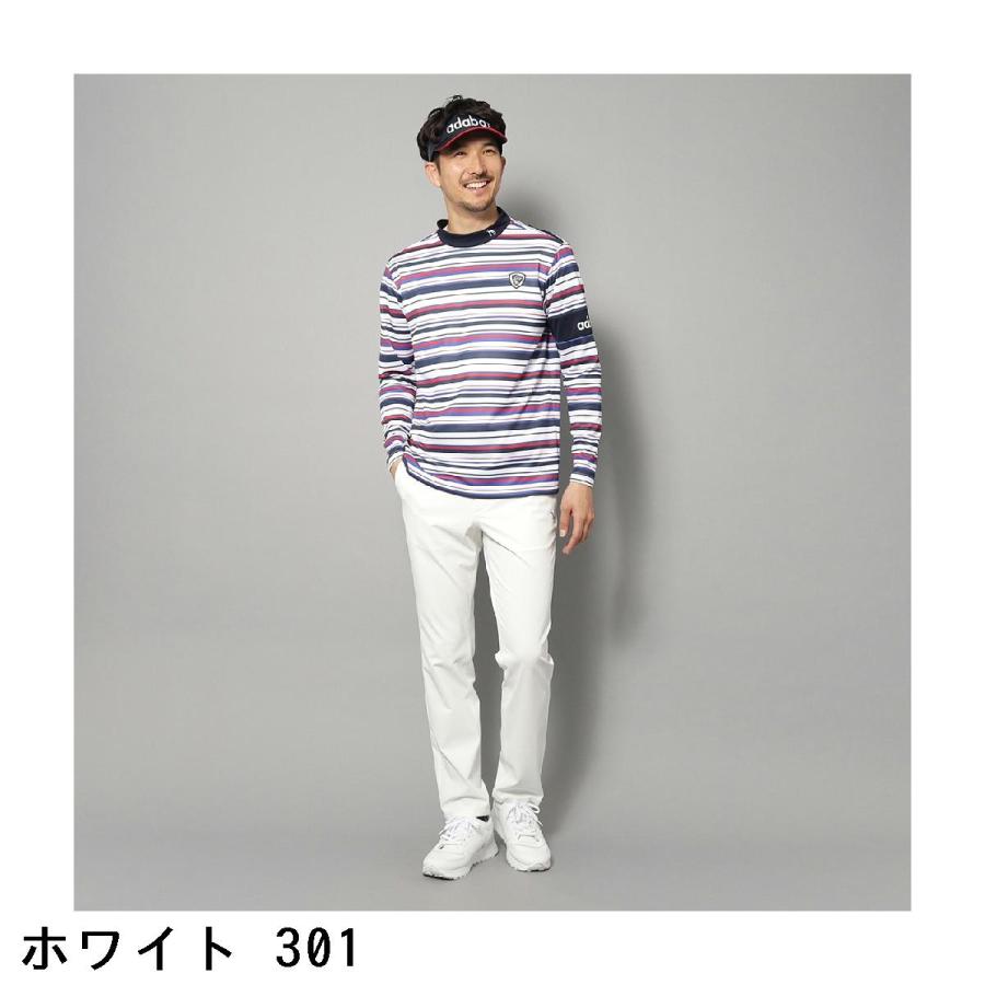 adabat ゴルフシャツ モックネック ネイビー 速乾　48 アダバットネイビー ADABAT NAVY UVカット 吸水速乾 マルチボーダー