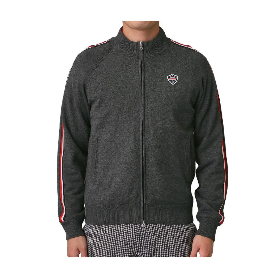 ゴルフにも アダバットセーター IV ダークグレー ベロア刺繍 Lサイズ未使用 アダバットネイビー ADABAT NAVY スリーブラインニットブルゾン : GDO