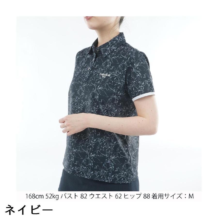 アドミラル Admiral ストレッチメッシュ リーフ柄半袖ポロシャツ レディスの画像