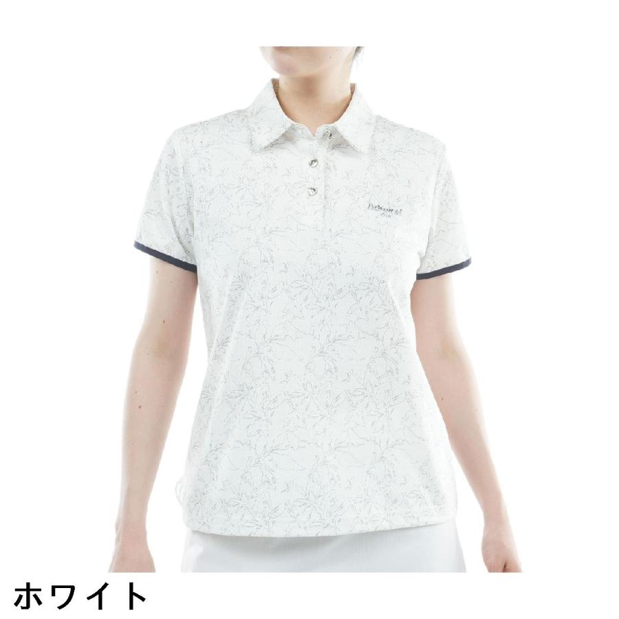 アドミラル Admiral ストレッチメッシュ リーフ柄半袖ポロシャツ レディスの画像