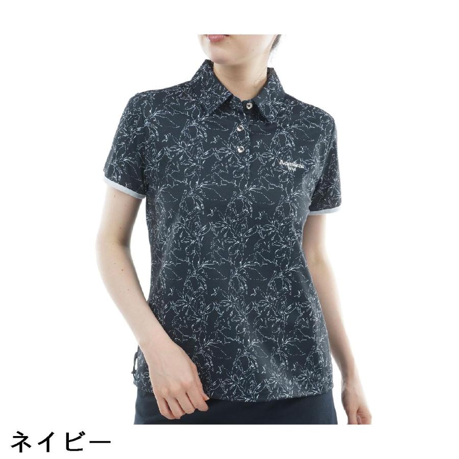 アドミラル Admiral ストレッチメッシュ リーフ柄半袖ポロシャツ レディスの画像