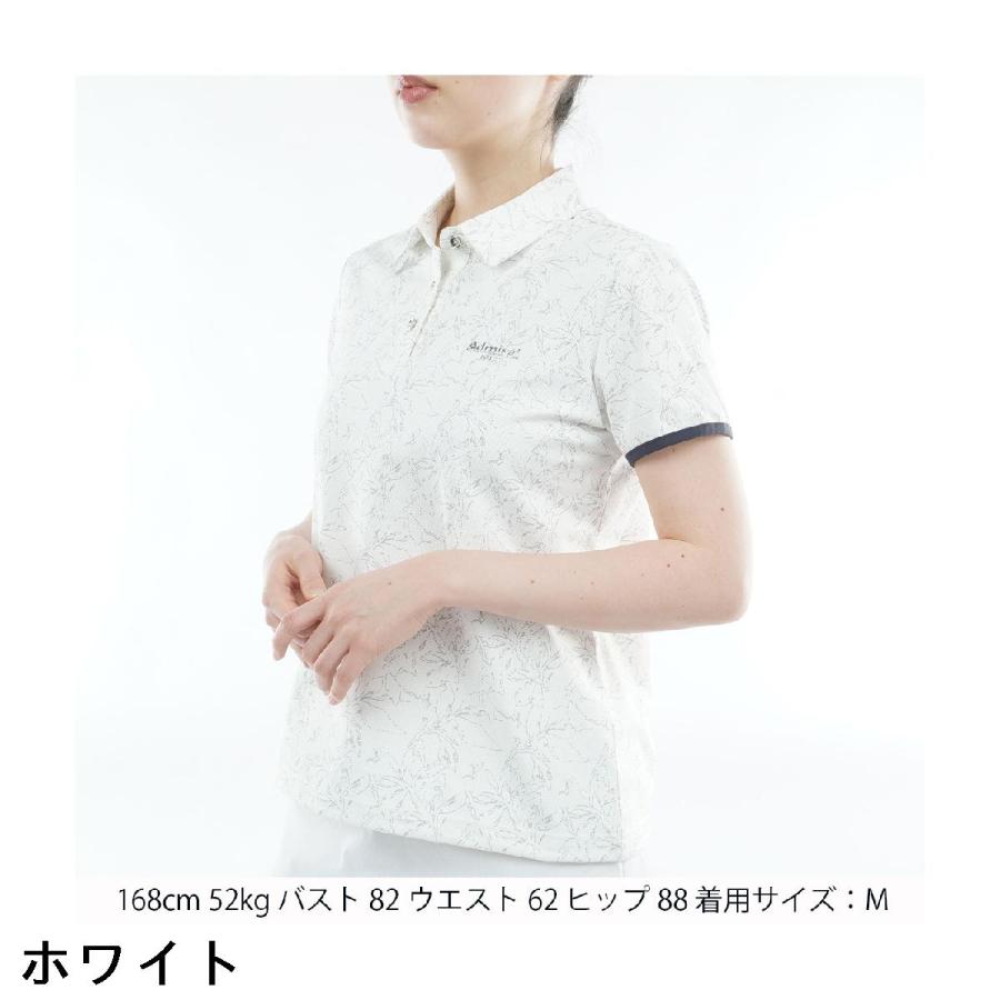 アドミラル Admiral ストレッチメッシュ リーフ柄半袖ポロシャツ レディスの画像