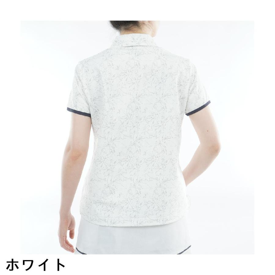 アドミラル Admiral ストレッチメッシュ リーフ柄半袖ポロシャツ レディスの画像