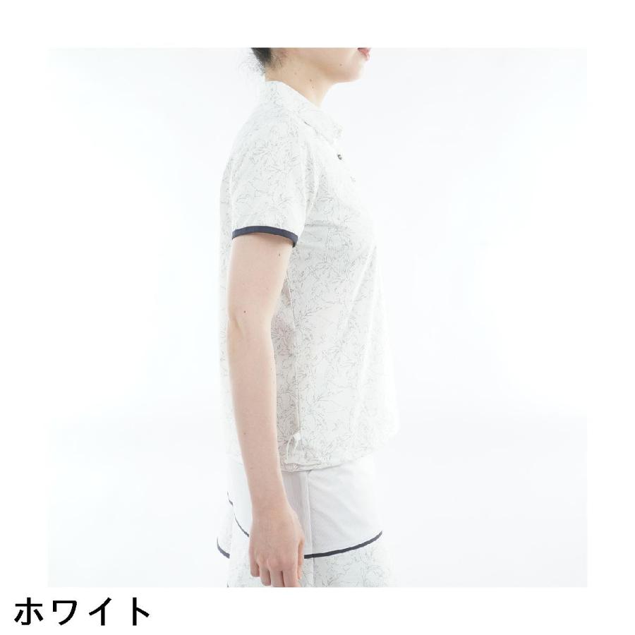 アドミラル Admiral ストレッチメッシュ リーフ柄半袖ポロシャツ レディスの画像
