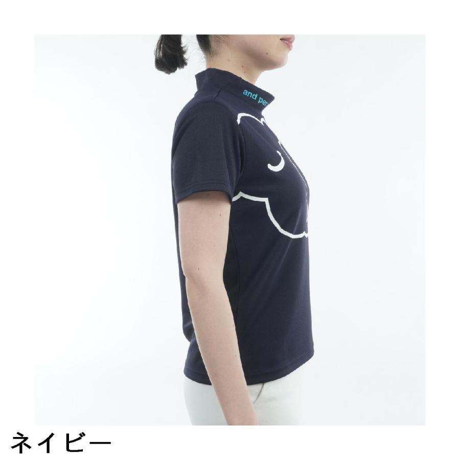 アンパスィ and per se ストレッチ COOL is COOL ディンプルモックネック半袖シャツ レディスの画像