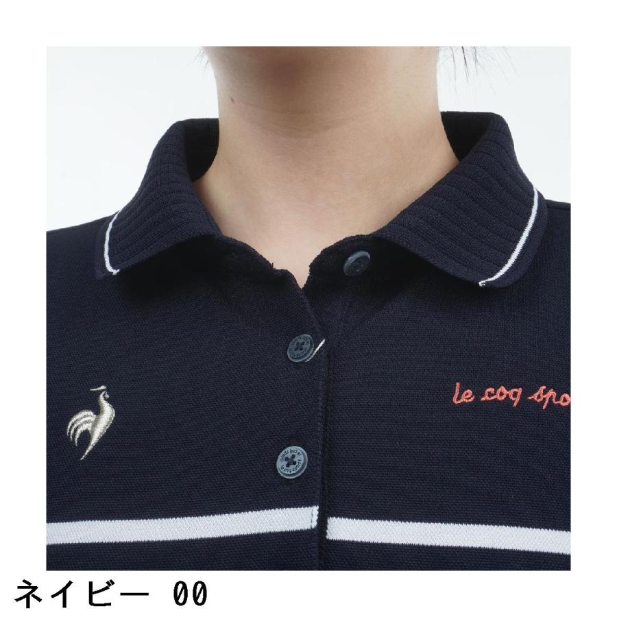 ルコックスポルティフ ゴルフ Le coq sportif GOLF ストレッチ ボーダー長袖ポロシャツ レディスの画像