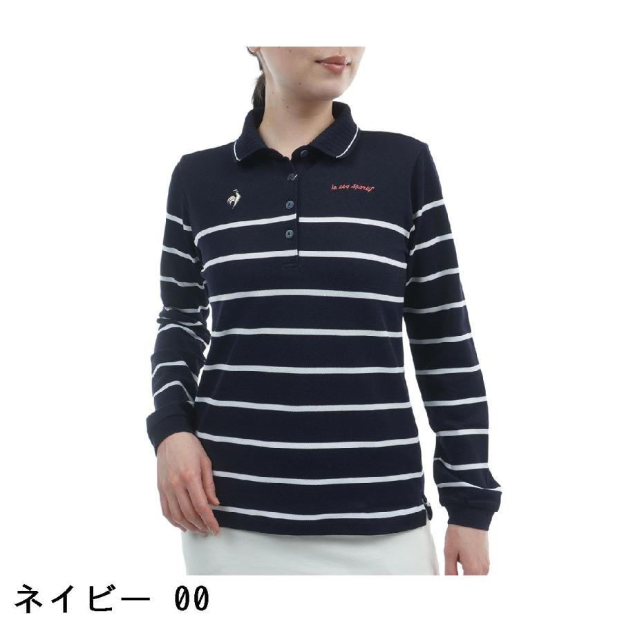 ルコックスポルティフ ゴルフ Le coq sportif GOLF ストレッチ ボーダー長袖ポロシャツ レディスの画像