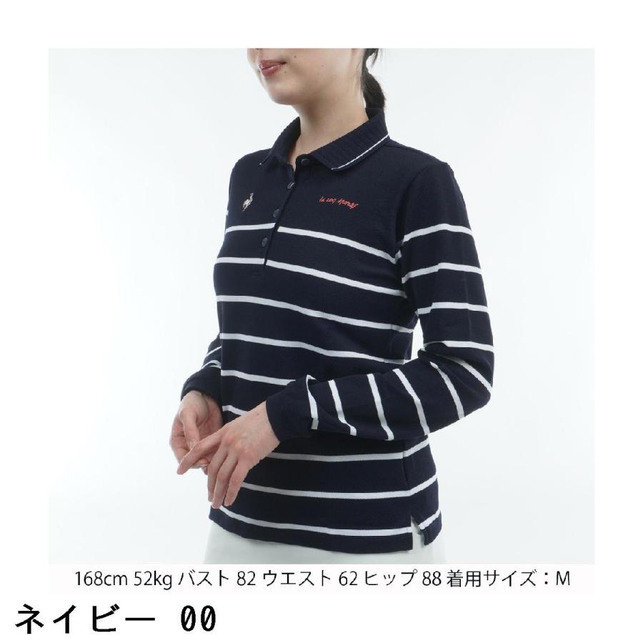 ルコックスポルティフ ゴルフ Le coq sportif GOLF ストレッチ ボーダー長袖ポロシャツ レディスの画像