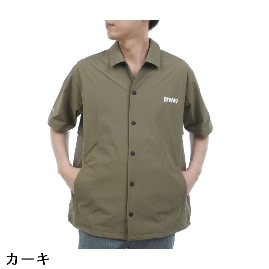 TFW49 ジップシャツ　カーキ　XL ティーエフダブリュー TFW49 ストレッチ ライト半袖コーチジャケット