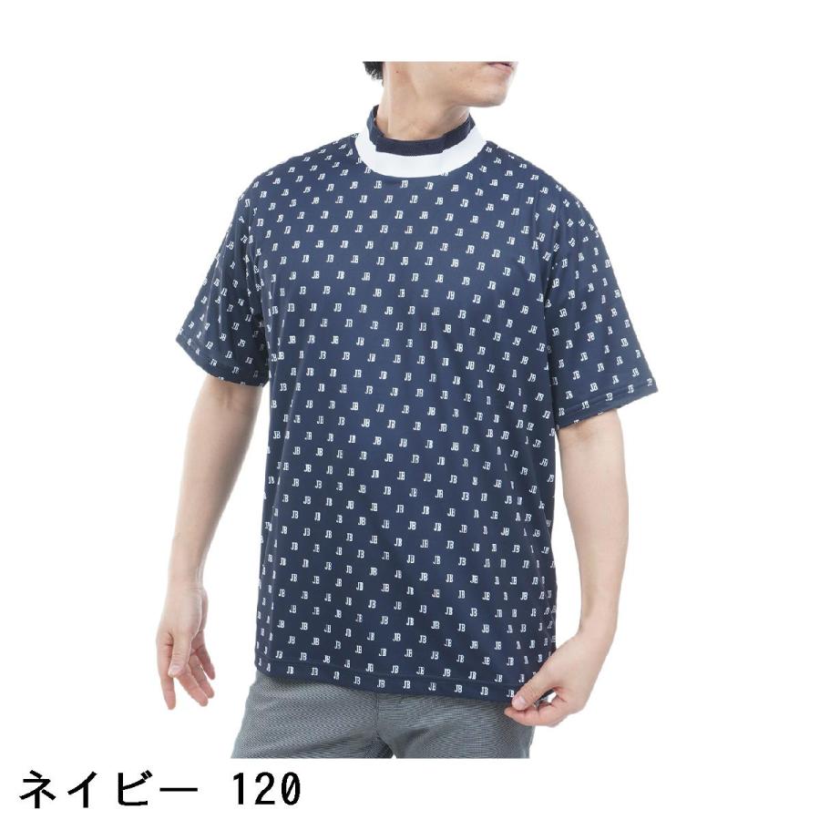 JACK BUNNY 半袖モックネックシャツ ネイビー Jack Bunny!!（ジャックバニー） 吸水速乾 ロゴプリント モックネック