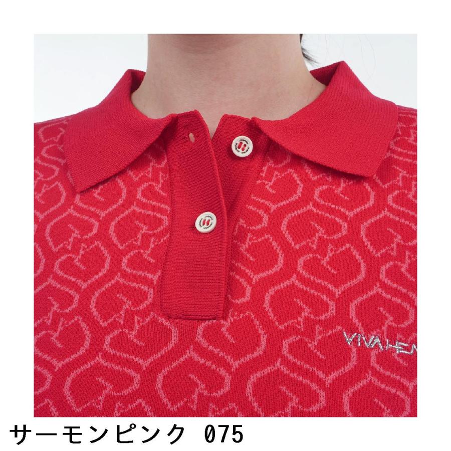 ビバハート VIVA HEART ケディハート総柄ニット半袖ポロシャツ レディスの画像