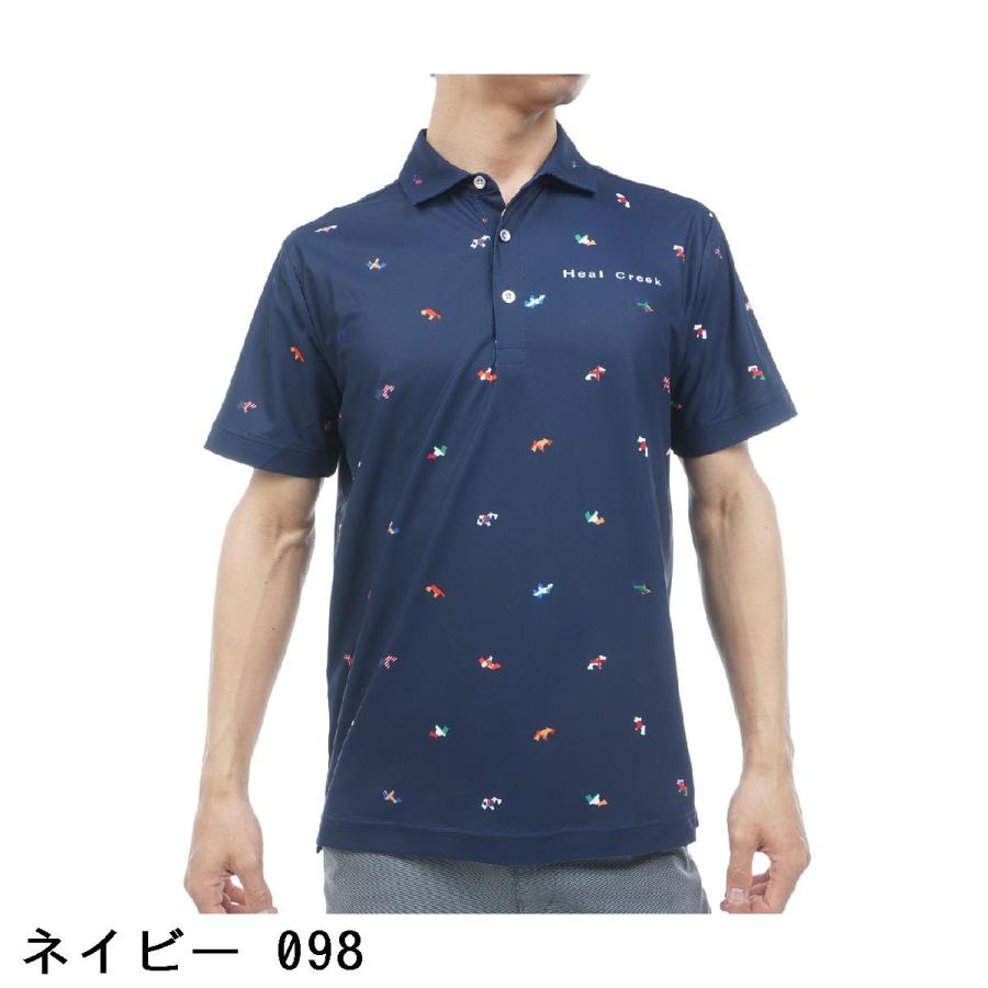 極美品 ヒールクリーク ハーフジップ半袖ポロシャツ スタッズロゴ 52 リンガー Heal Creek（ヒールクリーク） ヘンリーフラッグプリント 半袖