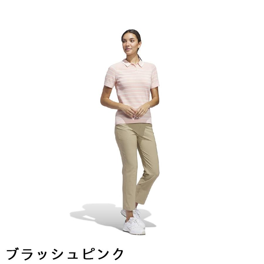 アディダス Adidas ボーダー ニット半袖ポロシャツ レディスの画像