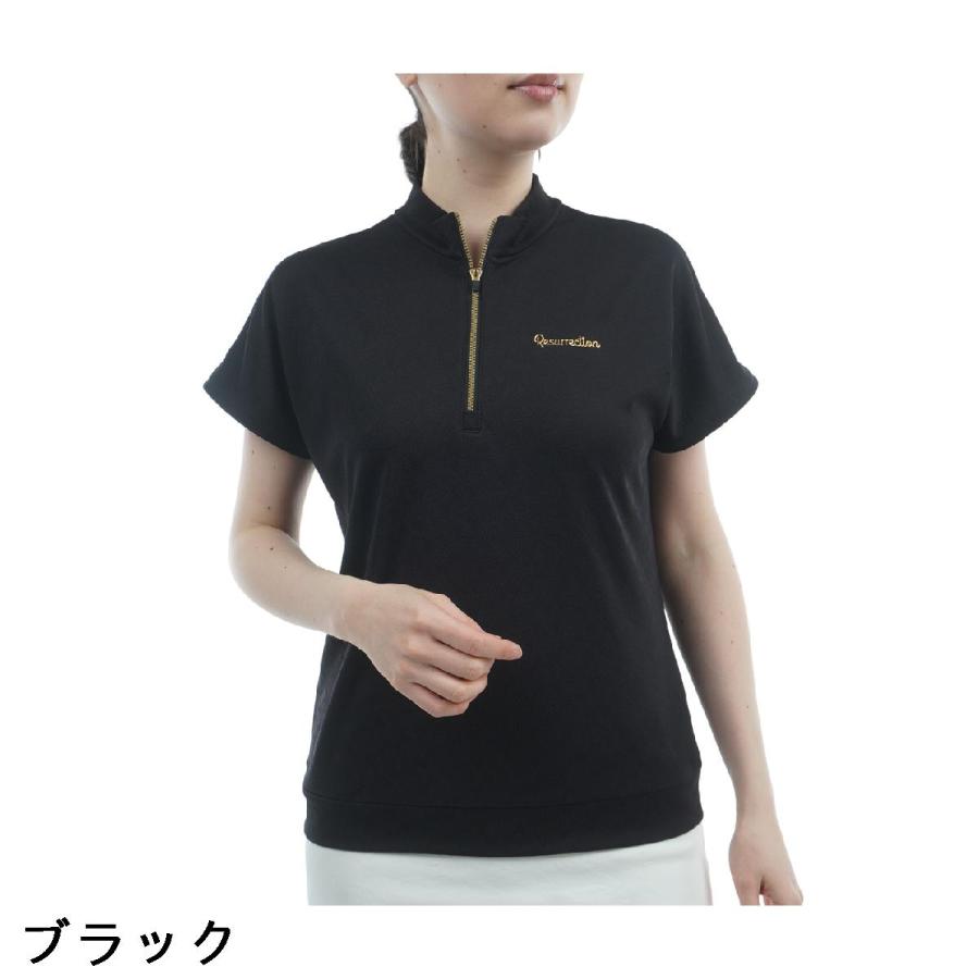 RESURRECTION レザレクション　ジャガード　半袖シャツ　S レディース レザレクション Resurrection ジャカード ハーフジップ半袖シャツ