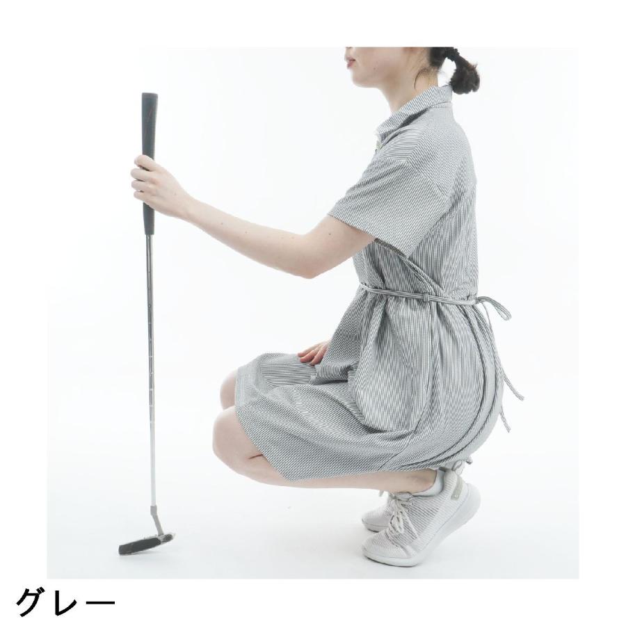 Resurrection ゴルフワンピース ストライプ柄 Lサイズ レザレクション Resurrection 2WAY サッカーストライプワンピース