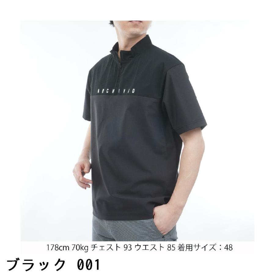 アルチビオ archivio 素材切替 UV 冷感 ハーフジップ半袖プルオーバーシャツの画像