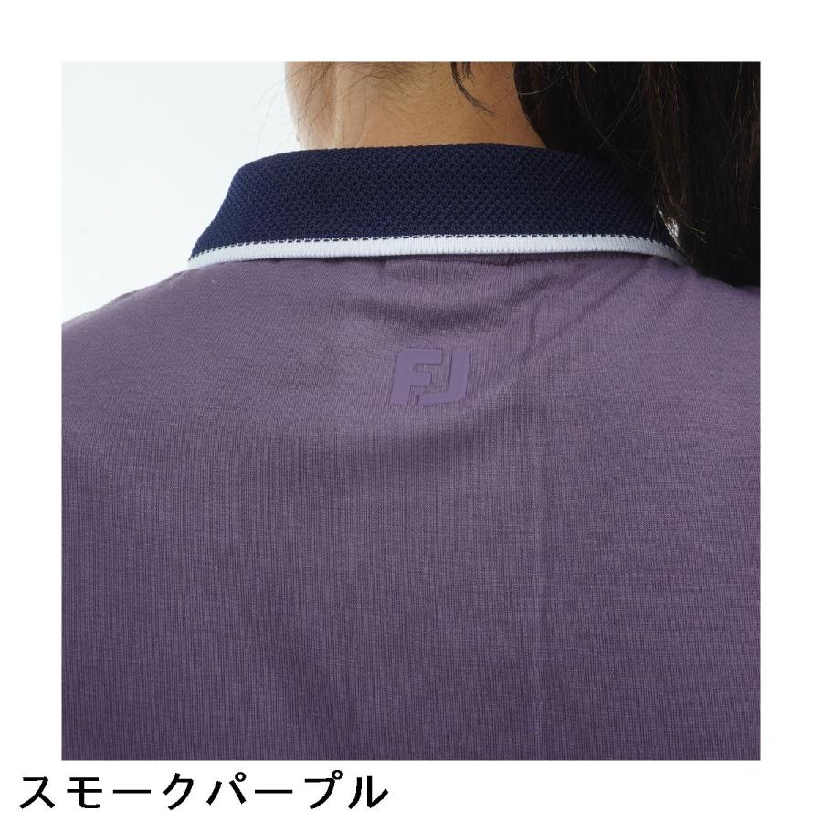 フットジョイ Foot Joy ポップコーンメッシュ襟 スリーブギャザーコットンライクストレッチ半袖ポロシャツ レディスの画像