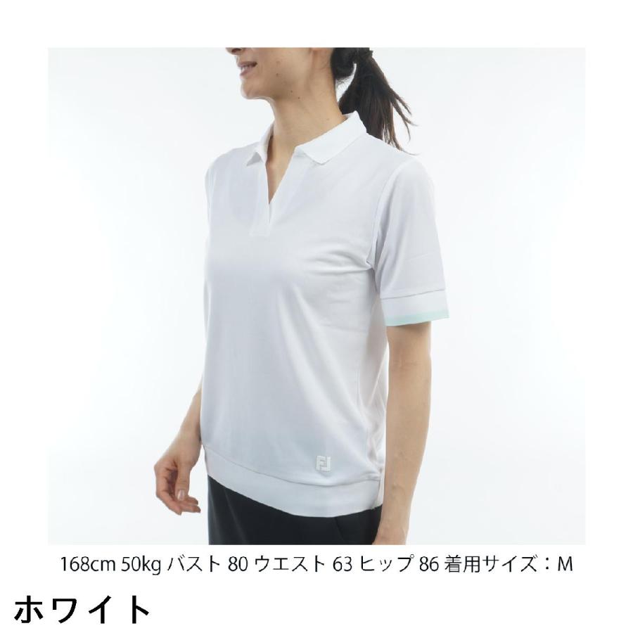 フットジョイ Foot Joy カラーブロック オープンプラケットストレッチ鹿の子半袖シャツ レディスの画像