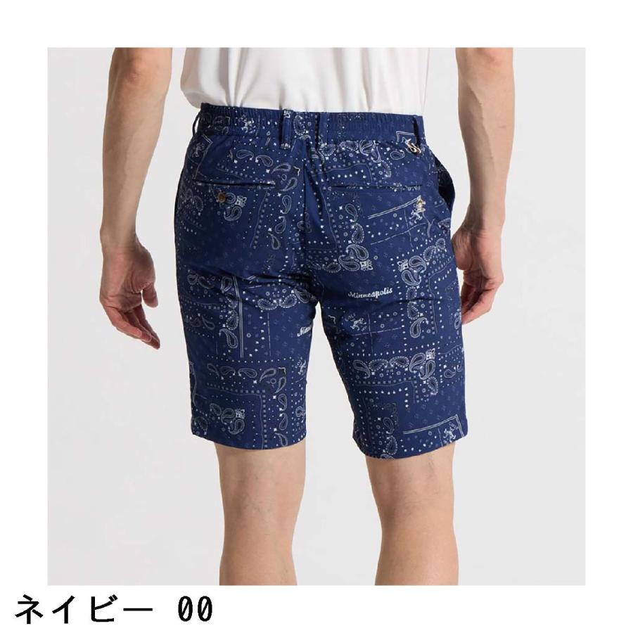 マンシングウェア Munsingwear ストレッチ バンダナ総柄ドットメッシュハーフパンツ