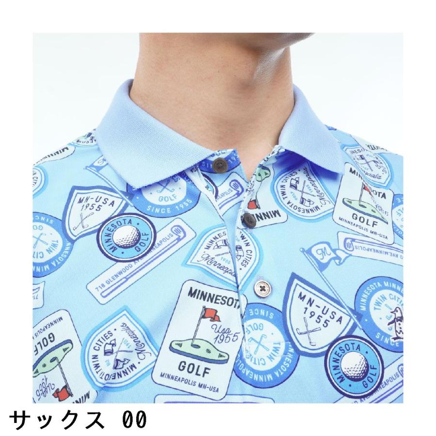 Munsingwear - マンシングウェア 伸ばすこと SUNSCREEN 紋章総柄刷り上げる半袖スポーツシャツ