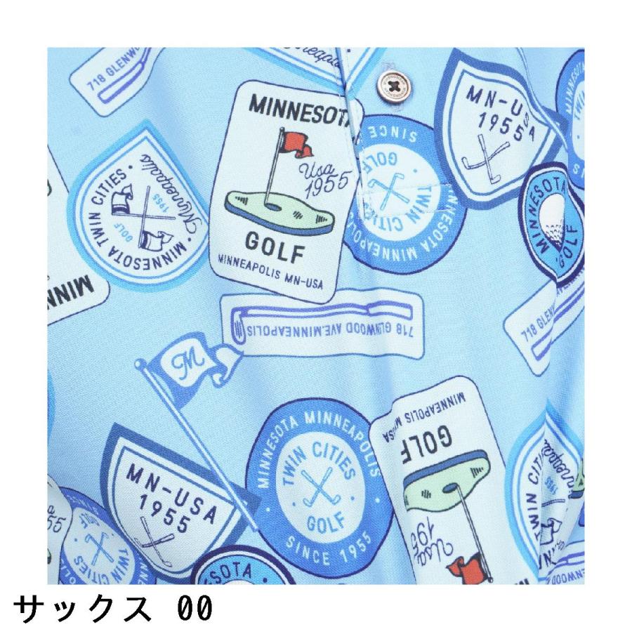 Munsingwear - マンシングウェア 伸ばすこと SUNSCREEN 紋章総柄刷り上げる半袖スポーツシャツ