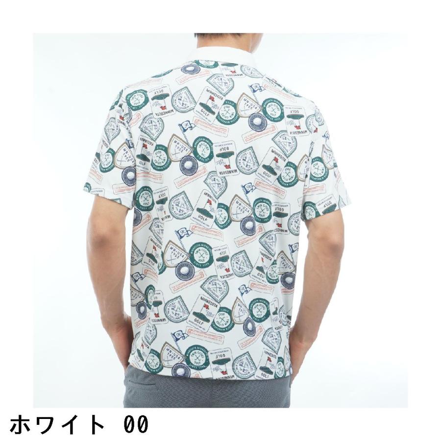Munsingwear - マンシングウェア 伸ばすこと SUNSCREEN 紋章総柄刷り上げる半袖スポーツシャツ