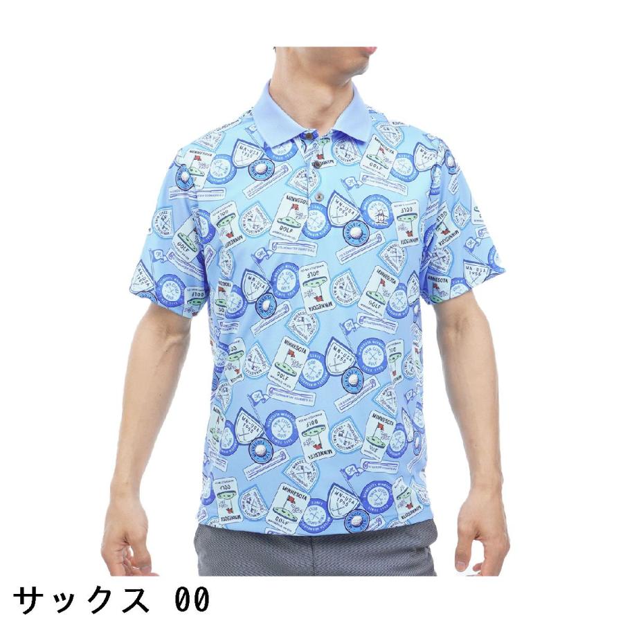 Munsingwear - マンシングウェア 伸ばすこと SUNSCREEN 紋章総柄刷り上げる半袖スポーツシャツ