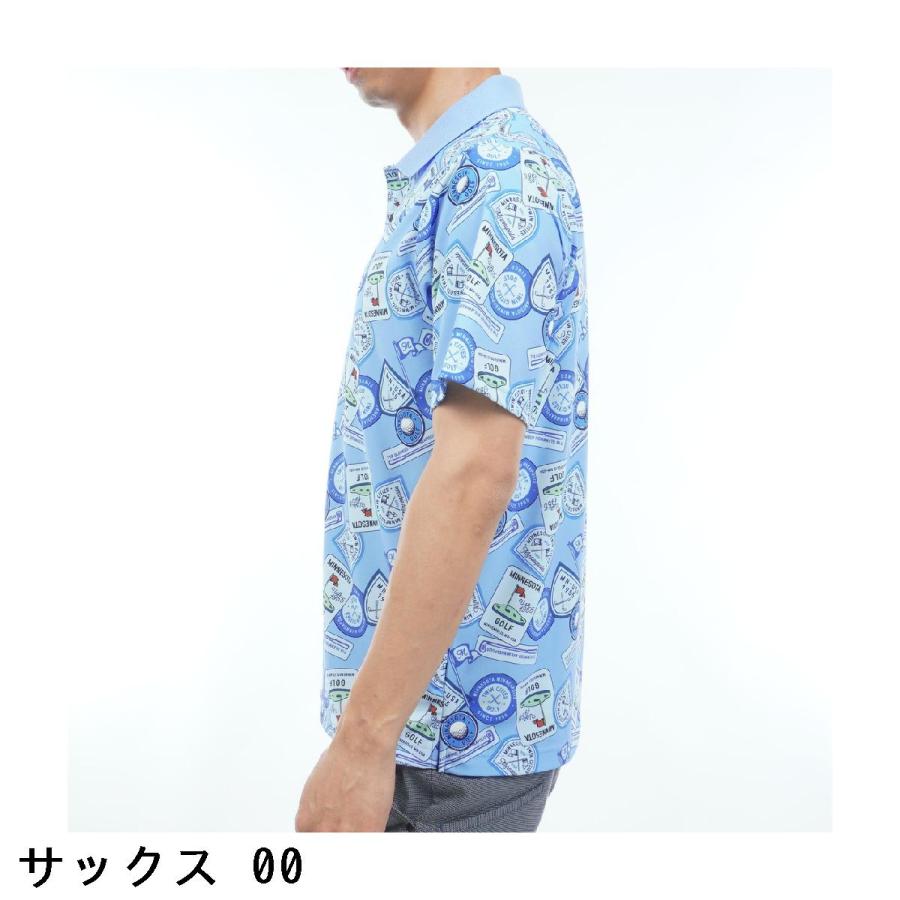 Munsingwear - マンシングウェア 伸ばすこと SUNSCREEN 紋章総柄刷り上げる半袖スポーツシャツ