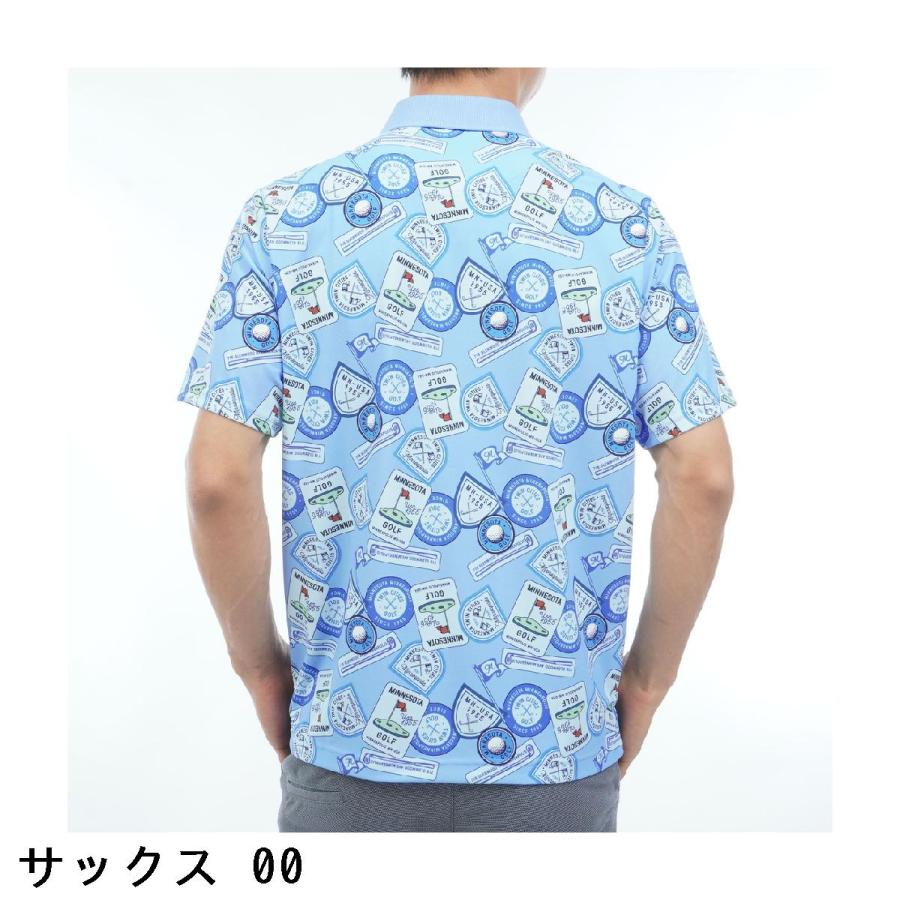 Munsingwear - マンシングウェア 伸ばすこと SUNSCREEN 紋章総柄刷り上げる半袖スポーツシャツ
