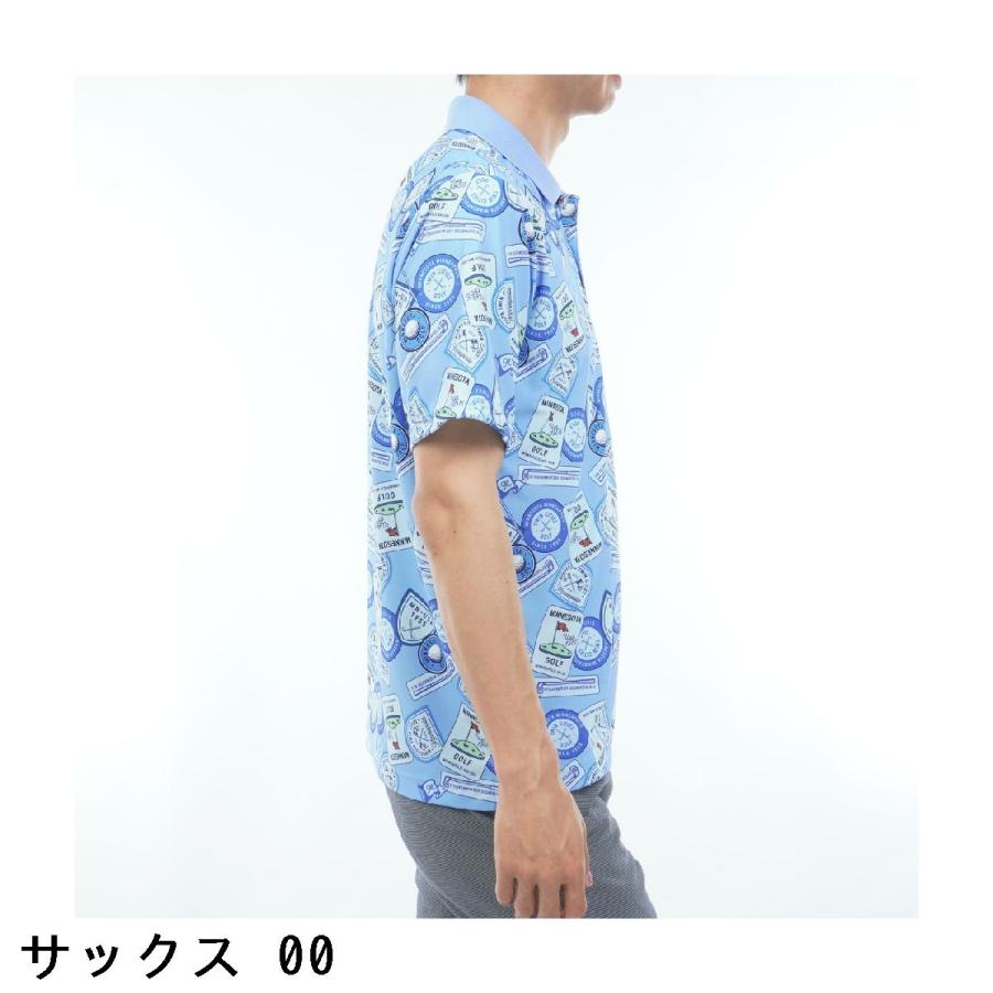 Munsingwear - マンシングウェア 伸ばすこと SUNSCREEN 紋章総柄刷り上げる半袖スポーツシャツ