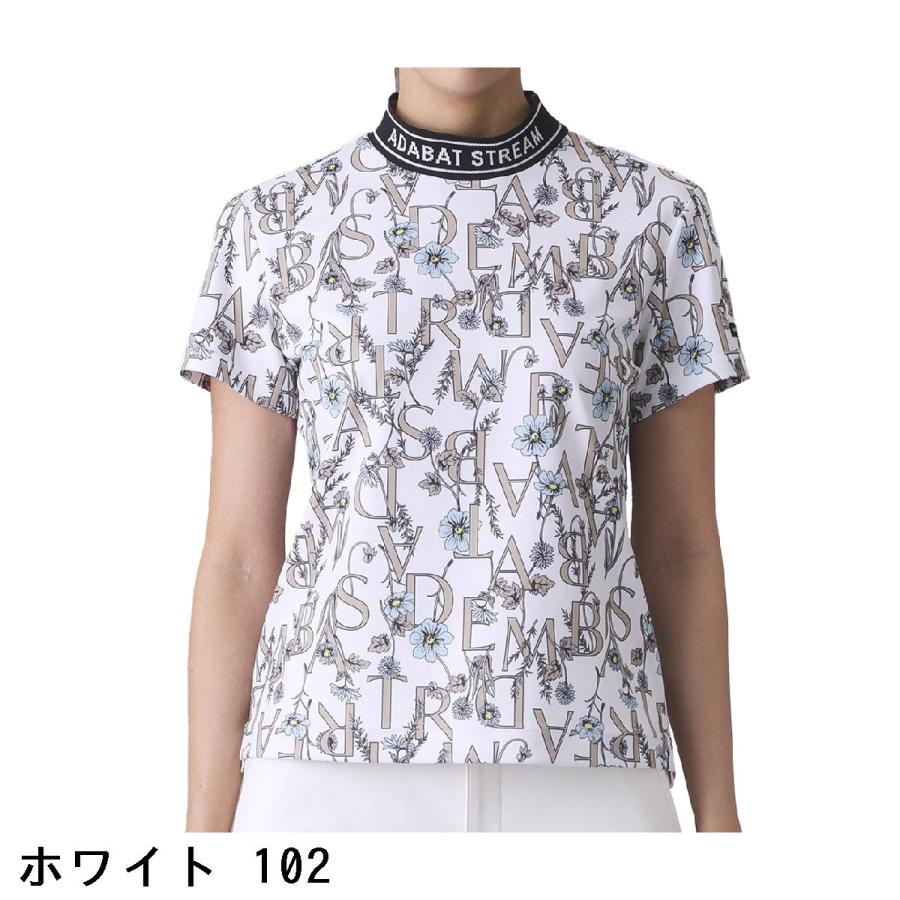 アダバットストリーム ADABAT STREAM ストレッチ 吸水速乾 フラワータイポ モックネック半袖Tシャツ レディス_2