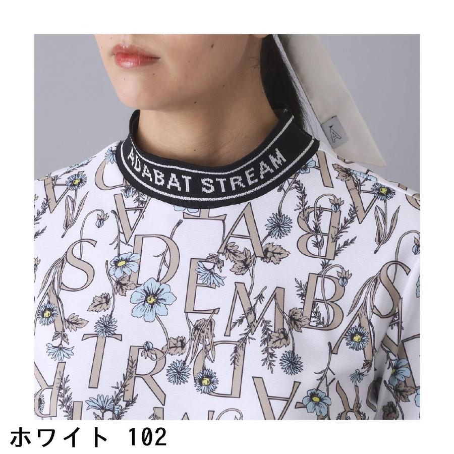 アダバットストリーム ADABAT STREAM ストレッチ 吸水速乾 フラワータイポ モックネック半袖Tシャツ レディス_5