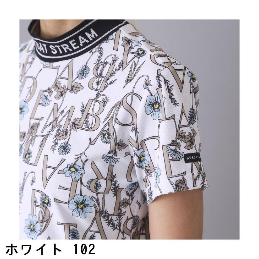 アダバットストリーム ADABAT STREAM ストレッチ 吸水速乾 フラワータイポ モックネック半袖Tシャツ レディス_6