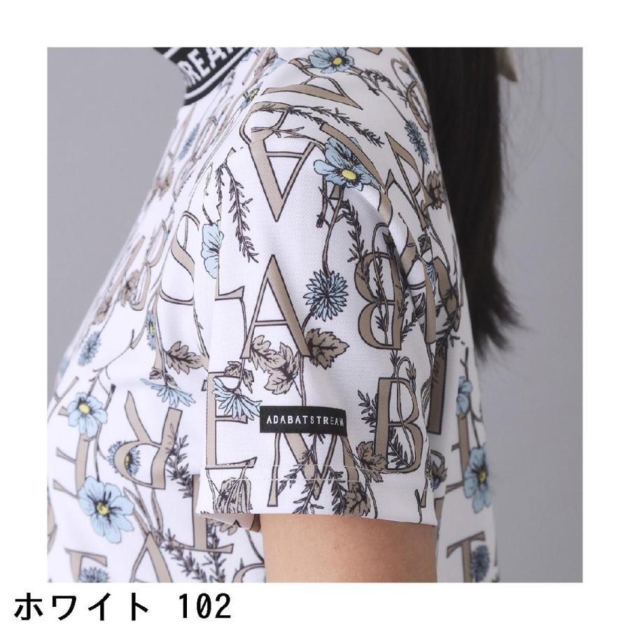アダバットストリーム ADABAT STREAM ストレッチ 吸水速乾 フラワータイポ モックネック半袖Tシャツ レディス_7