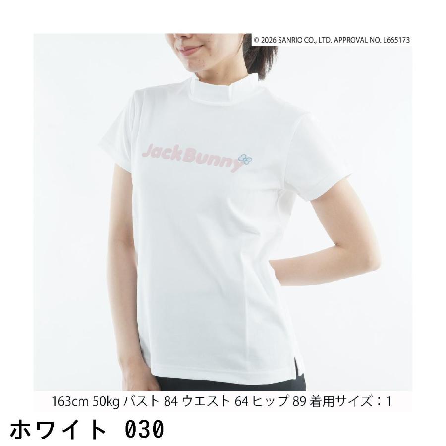 新品★ジャックバニー モックネックシャツ 半袖 ゴルフ ホワイト レディース S Jack Bunny!!（ジャックバニー） マイメロディ・クロミ