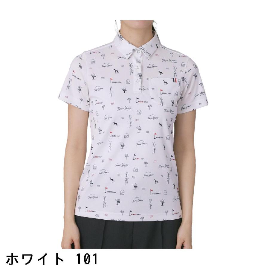 アダバットネイビー ADABAT NAVY ロゴサマープリント半袖ポロシャツ レディス_1