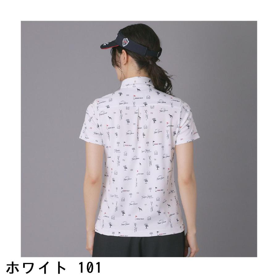アダバットネイビー ADABAT NAVY ロゴサマープリント半袖ポロシャツ レディス_4