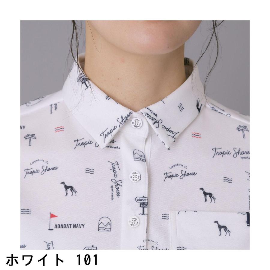アダバットネイビー ADABAT NAVY ロゴサマープリント半袖ポロシャツ レディス_6