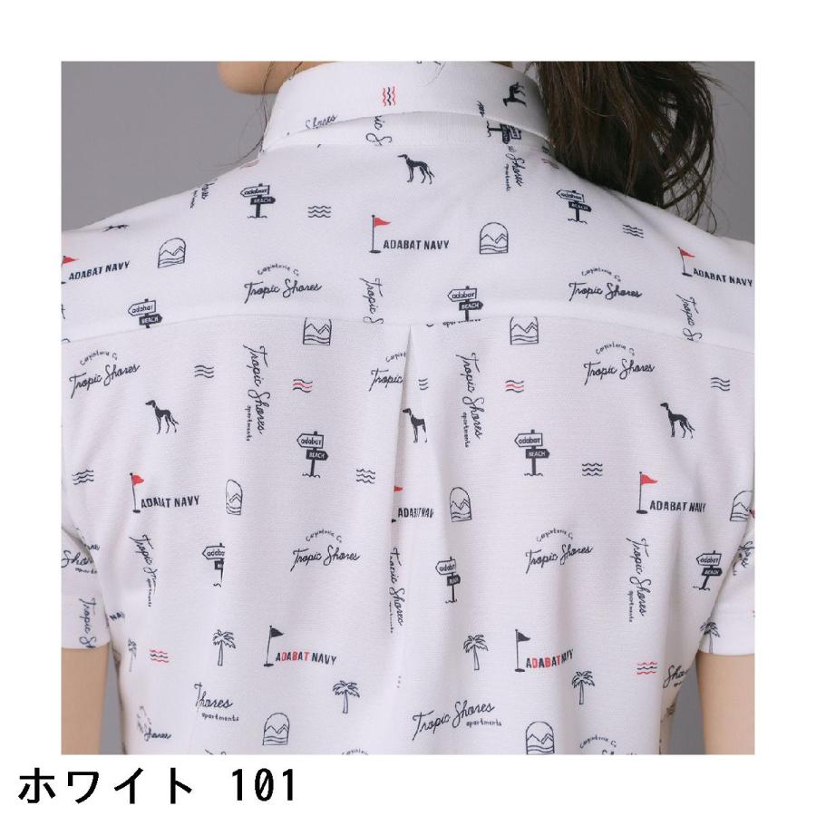 アダバットネイビー ADABAT NAVY ロゴサマープリント半袖ポロシャツ レディス_7