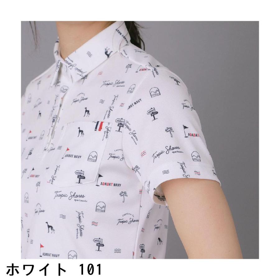 アダバットネイビー ADABAT NAVY ロゴサマープリント半袖ポロシャツ レディス_8
