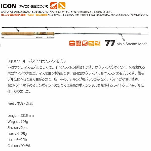 ヤマガブランクス ルーパス77 サクラマスモデル- ヤマガブランクス YAMAGA Blanks Lupus ルーパス 77 スピニングロッド