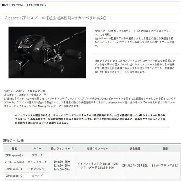 ZPI ALCANCE REEL専用カスタムスプール ZELOS ZP III スプール ZPI007