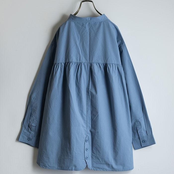 前立て刺繍チュニックシャツ】レディース/トップス/大人の/シャツ/長め 